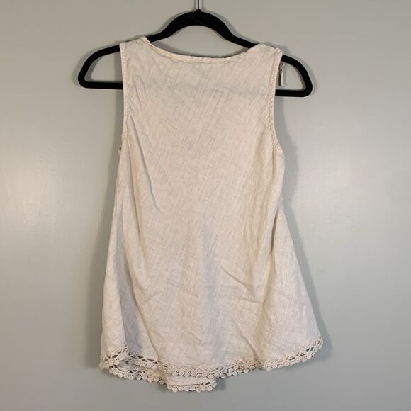 Elena Baldi linen sleeveless blouse with lace detailing size woman’s small - Picture 6 of 8